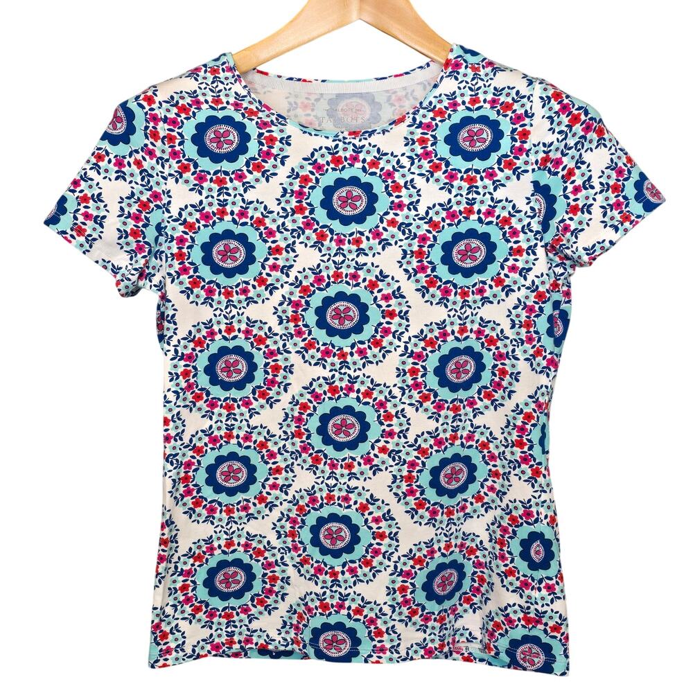 Talbots The Talbots Tee Womens Size SP Multicolor Floral Print Colorful Artsy